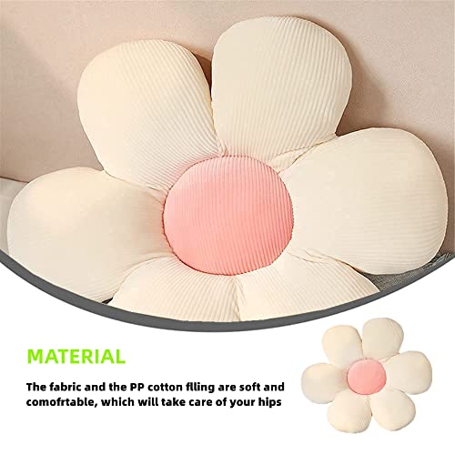 LEHU Flower Pillow, Flower Shaped Seating Cushion -Cute Daisy Pillow for Girls Tweens Room Decor Flowe Floor Pillow for Reading and Lounging Comfy (White + pink-15'') - color: White + Pink, size: 15''