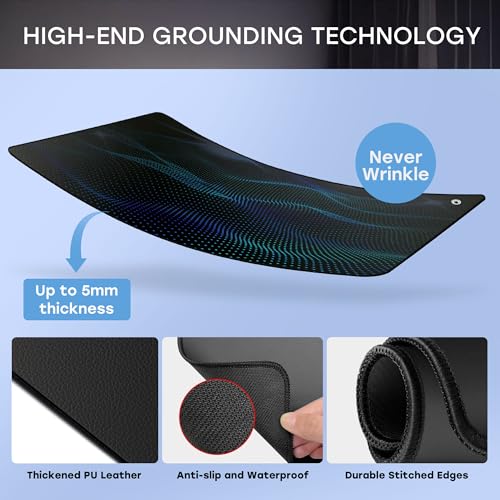 Grounding Mat,Grounding Pad for Stress, Pain, Inflammation& Wellness Support, 24x16inch Portable Grounding Mats, Grounding at Home,Office. 15Ft Cord & Test Pen Included - size: 24x16inch