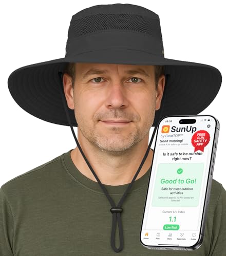 GearTOP Safari Hat for Men Sun Hats for Women UV Protection UPF 50+ Fishing, Gardening, Hiking Hat (22-23 1/2") - color: Dark Grey Standard