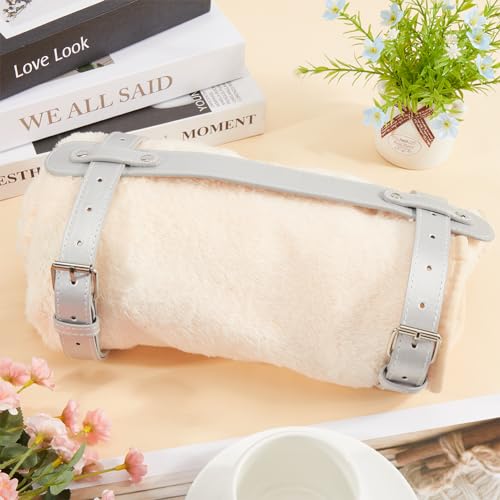 GORGECRAFT Picnic Blanket Carry Strap Leather Yoga Mat Strap Carrier Imitation Leather Silver Adjustable Buckles Travel Rug Motorcycle Camping Sleeping Bag Bedroll Straps for Carrying Outdoor - color: Silver
