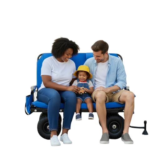 Lounge Wagon 3-in-1 Sports Wagon with Seats – Heavy-Duty Folding Utility Wagon for Beach, Sports & Outdoor Events (Blue) - color: Blue