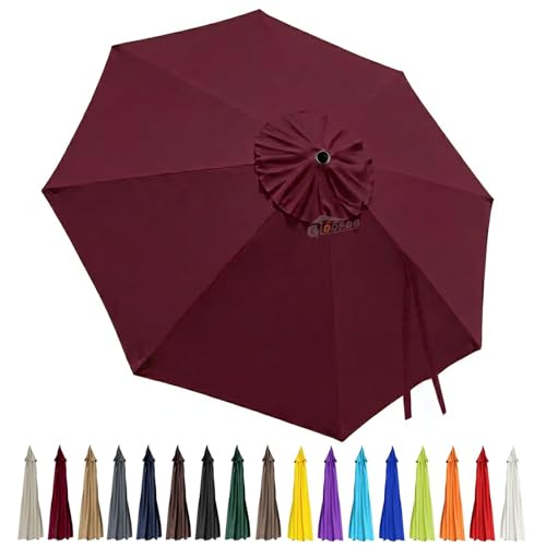 10ft Patio Umbrella Replacement Canopy 8 Ribs, Waterproof & Fade Resistant Market Umbrella Cover, Thickened Polyester Fabric for Backyard, Garden and Pool (Canopy Only) (Burgundy) - color: Burgundy