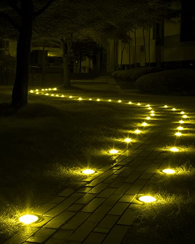 Biling Solar Ground Lights Outdoor 8 Packs, Flat Bright 12 LEDs Solar Lights Outdoor Waterproof for Yard Walkway Garden Driveway (Warm White) - color: Warm, size: 8 Pack