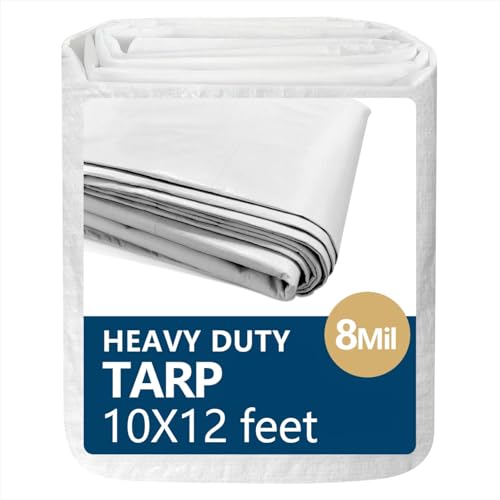 10x12 Feet Thickened Waterproof Tarp, 8 Mil Heavy-Duty Trap, Tarpaulin Cover for Camping, Emergency Rain Shelter, Outdoor Gear Protection, UV Resistant, Reinforced Grommets. - color: 8 Mil, size: 10x12 Feet