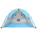 G4Free Deluxe XL Pop Up Beach Tent, 3-4 Persons Easy Setup Sun Shelter Canopy with UPF 50+ UV Protection Extral Wide 70.9 in - color: Large New Light Blue