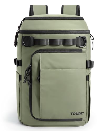 TOURIT 38 Cans Backpack Cooler: Leak Proof Waterproof 2 Insulated Compartments Soft Cooler Bag Beach Travel Camping Picnic, Sports Fan Coolers - color: Forest Green