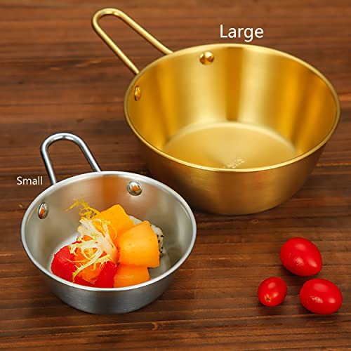 2Pcs Makgeolli Bowls, 304 Stainless Steel Korean Traditional Bowls Round Rice Bowl Wine Cup with Handle, Hiking Soup Dish Food Bowl Camp Cup (Small: 6.5oz, 3.9inch, Silver) - color: Silver, size: Small: 6.5oz, 3.9inch