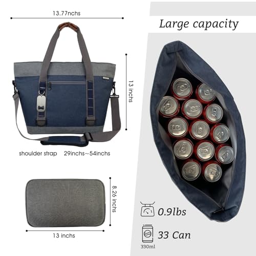 Insulated Cooler Bag, Large Insulated Bag, Reusable Shopping Bags, Leakproof Soft Cooler with BagsBottle Opener, Suitable for Supermarket Shopping, Travel,Beach,Family Picnic,Camping - color: blue