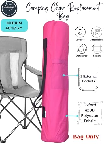 Replacement Bag for Folding Camping Chair, Portable Camp Chair, Hammock, Yoga Mat, Umbrella, Tents, Tripods, Fishing Poles - 420D Oxford Polyester Fabric - color: Pink, size: Medium 40"x7"x7"