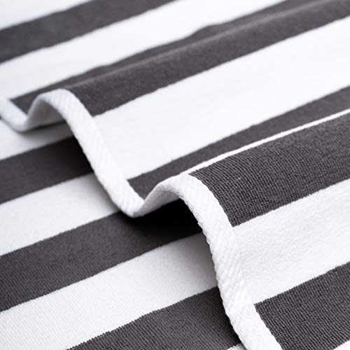 American Soft Linen Cabana Striped Beach Towels, 30x60 inch 4 Piece Oversize Pool Towels, Quick Drying Sand Free Swim Towels, Gray - color: Dark Grey