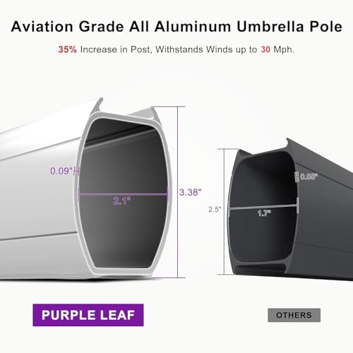 PURPLE LEAF 10ft Patio Umbrella Outdoor Square Large Cantilever Windproof Offset and Heavy Duty Sun Umbrella for Garden Deck Pool, Beige - color: Beige, size: 10' X 10'