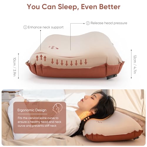 Naturehike Camping Pillow with Memory Foam, Self-Inflating Portable Pillow, Camping Essentials, Ergonomic for Neck Support, Travel Pillows for Camping, Airplanes, Hiking, Backpacking, Hammock - style: Camping Pillow