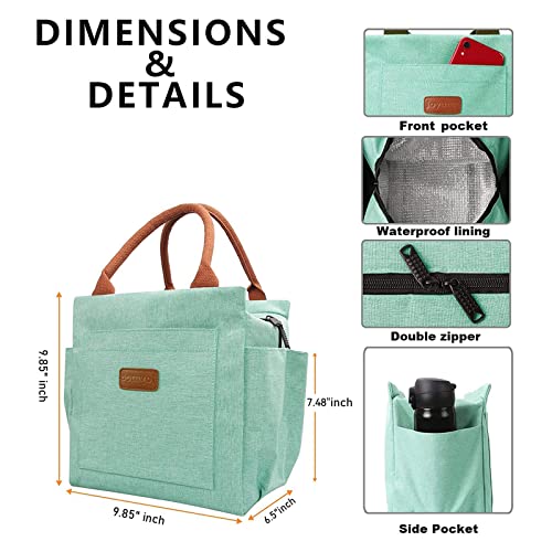 Joymee Lunch Bag Women Insulated Lunch Box Reusable Leakproof Large Spacious Tote for Women Men Adult with Bottle Holder and Side Pockets for Work Picnic Travel - Heather Teal - color: 04 Heather Teal