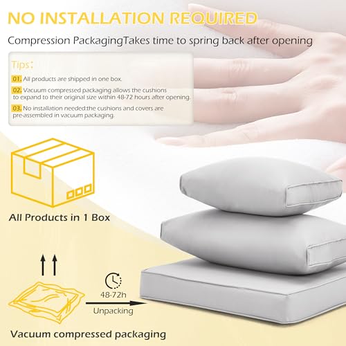 HOMREST Outdoor Replacement Cushions for Patio Furniture,Water-Repellent Sofa Cushion for 6-Seat Rattan Wicker Sectional Patio Conversation Sets,14-Piece Cushions Set for Outdoor Couch（Silver Grey） - color: Light Grey, size: 6 Seat