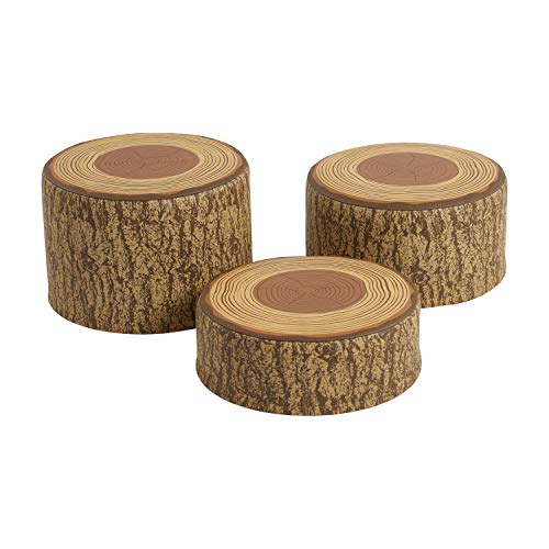 ECR4Kids SoftZone Tree Stump Stool Seating Set, Classroom Furniture, Chocolate, 3-Piece