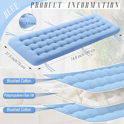 Vercraft Long Floor Cushion Large Floor Cushion with Brushed Cotton 74.8 x 27.5 x 3.15 in Jumbo Lounger Pillow for Outdoor Indoor Bay Window Meditation Yoga Reading Sleeping(1 Pc,Light Blue) - color: Light Blue