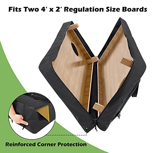 DSLEAF Cornhole Carrying Case for 4' x 2' Regulation Size, Heavy-Duty 600D Cornhole Boards Bag with Padded Shoulder Strap and Double Slide Zipper, Only Bag