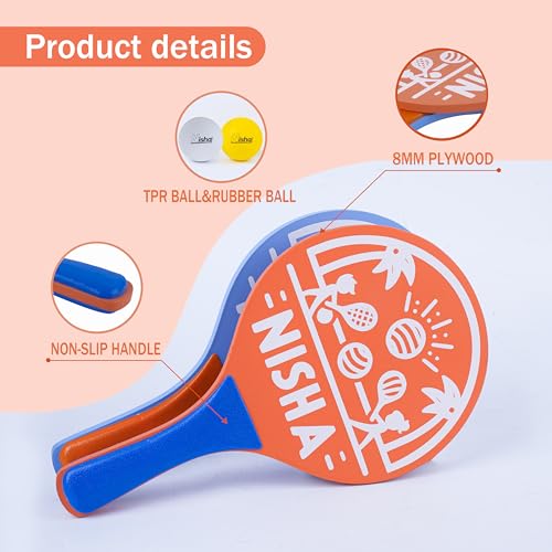 Nisha Lite Paddle Ball Set - Complete Set with 2 Balls and 2 Rackets | Interactive Indoor, Outdoor and Beach Game