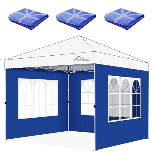 Acepic 3Pcs Instant Canopy Tent Sidewalls for 10x10 Pop-Up Canopy, Garden Gazebo, 210D Oxford Fabric Waterproof, Blue (Tent NOT Included) - color: Blue, size: 10*10ft 3pcs