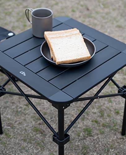 iClimb Lightweight Stable Alu. Folding Square Table Roll Up Top with Carry Bag for Camping Picnic Backyards BBQ Camp Kitchen (Black, S) - color: Dark Black, size: Small