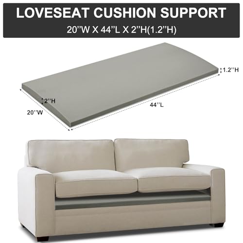 Couch Cushion Support for Loveseat Sofa High Density Foam 44"x20" Inches Sofa Couch Supports for Sagging Cushions Light Grey 1PC with Anti Slip Mesh Fabric - size: Loveseat| 44x20 1P