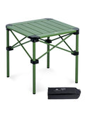 iClimb Lightweight Stable Alu. Folding Square Table Roll Up Top with Carry Bag for Camping Picnic Backyards BBQ Camp Kitchen (Green, S) - color: Green, size: Small
