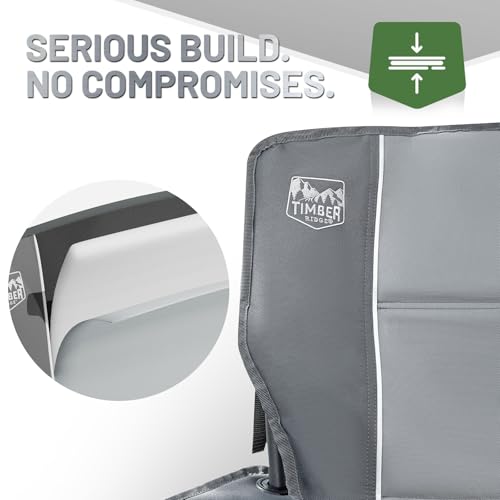 Timber Ridge 550 LBS Oversized Folding Camping Chair for Adults, Heavy Duty with Cup Holder Side Pocket for Camping, Lawn, Picnic, Grey - color: Grey