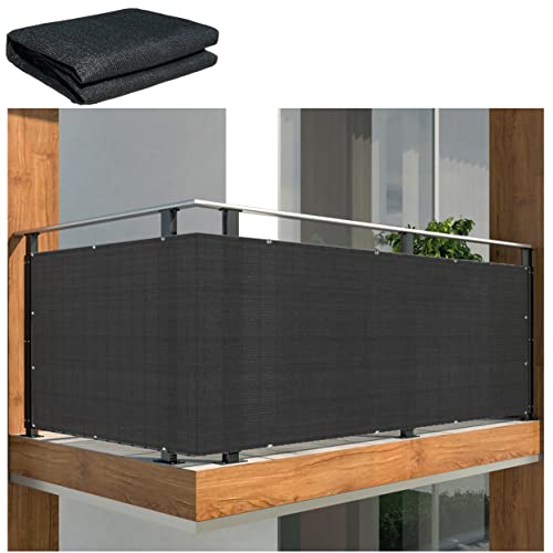 Alion Home Elegant Privacy Screen for Backyard Deck, Patio, Balcony, Fence, Pool, Porch, Railing - (2FT Height) Black (2' x 13') - size: 2' x 13'
