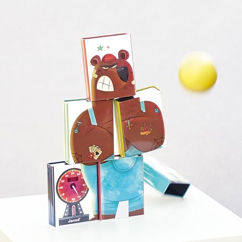 Janod - Applepop Tin Can Alley - Game of Skill - 6 Metal Tins + 2 Foam Balls - Outdoor Game - Develops Dexterity & Concentration - 3 Years +, J03359 - style: Tin Can Alley