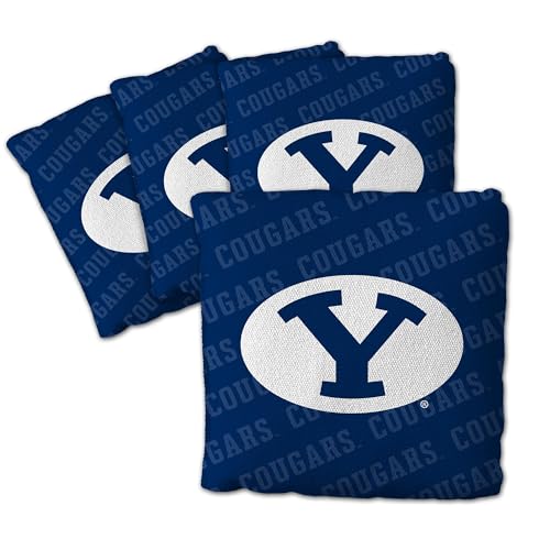 YouTheFan Officially-Licensed NCAA Set of 4 Cornhole Bags - All Weather Regulation 6” x 6” Size - 16oz Weight - Designed in USA - color: BYU Cougars - Blue