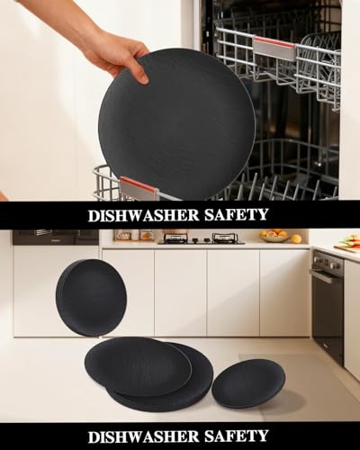 WONDERFUL 32pcs Black Plates Black Plastic Plates Unbreakable and Reusable Plastic Plate Dishwasher safe Dishes Set Includes:16 Dinner 10" & 16 Dessert Plate 7.3" Suitable for Camping Outdoor Party - color: Black