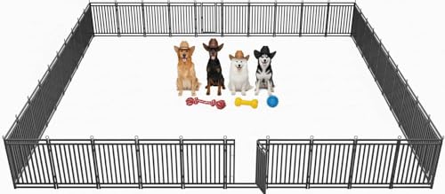 Dog Fence Outdoor Indoor, 47" Inch Height 40 Panels Dog Playpen for Large/Medium/Small Dogs Metal Dog Pen for Yard Camping and RV | Black-Silver - size: 47"Height, style: 40 Panels