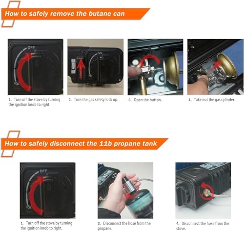 10,000 BTU Propane or Butane Stove with Windblocker, Dual Fuel Propane Stove for Camping, Automatic Ignition Gas Portable Stove with Propane Adapter Hose Carrying Case (Fuel Not Included) - color: Black