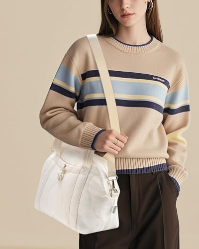WONDAY Insulated Lunch Bags for Women, 12L Puffy Lunch Tote with Shoulder Strap, Waterproof, Leakproof, Reusable, Keeps Food Fresh, Perfect for Work, Travel, Picnic - color: Cream