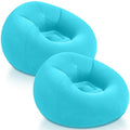 Realspring Inflatable Bean Bag Chairs Outdoor Blow up Camping Chairs Inflatable Lazy Sofa Folding Portable Bean Bag Loungers Couch for Movie Night(Lake Blue,2 Pcs) - color: Lake Blue