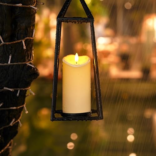 Homemory Flameless Candles with Timer and Remote Control, Battery Operated LED Candles, Realistic Fake Plastic Candles for Wedding, Festival, Home Decor, Waterproof Outdoor, D3”H4”6”8”, Dark Ivory - color: Dark Ivory, size: D3"H 4"6"8"