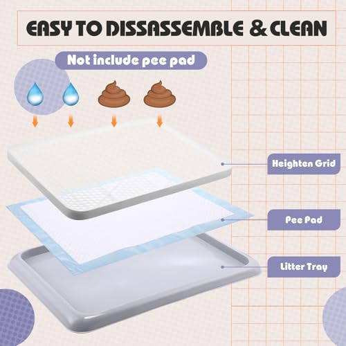 Mifoci 2 Pcs Dog Potty Tray Mesh Puppy Training Pad Holder Floor Protection Portable Pee Pad Pet Toilet Training Tray Litter Box Corner for Medium and Large Dogs (19.7 x 14.2 Inch,Gray) - color: Gray, size: 19.7 x 14.2 Inch