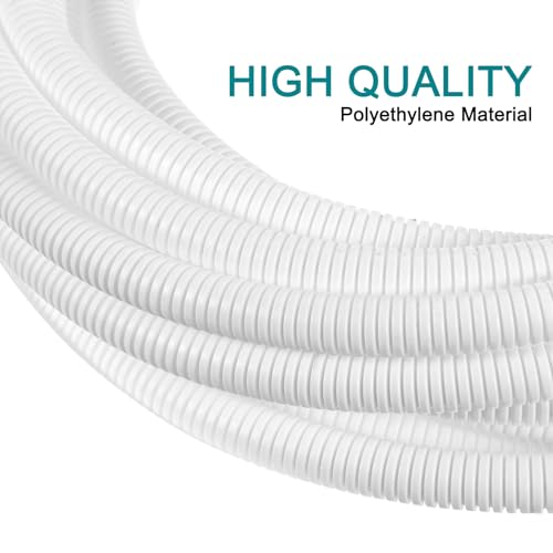 uxcell 1/2 Inch x 100 Ft Split Wire Loom Tubing, Guard Convoluted Flex, Protective Split Cable Conduit, Flexible Wire Protector Tubing, Electrical Cord Cover, White - color: White, size: 1/2 Inch x 100 Ft