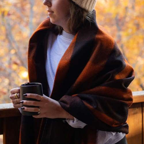 Arcturus Military Wool Blanket - Warm, Thick, Washable - Great for Outdoors, Camping, Stadium Blanket, Picnics, Travel - Car & Bushcraft Survival Kits - color: Orange Buffalo