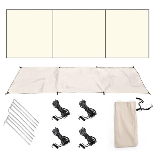 Wind Blocker Wind Screen 98x28in Foldable Wind Blocker 210D Silver Coating Camping Windbreaks with Grommet 3 Panel Wind Screen for Outdoor Beach Lawn Privacy