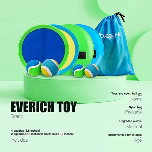 Upgraded Toss and Catch Ball Game Set, Beach Pool Toys Outdoor Games for Kids Toys, Outside Family Lawn Yard Games, for Boys Girls 3 4 5 6 7 8 9 10 11 12 Years Old - color: Light Blue Yellow, size: 4 Paddles 4 Balls