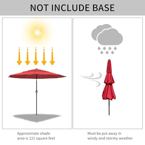 Boyel Living 11ft Patio Umbrella with Solar LED lights Outdoor Umbrella with Tilt Outdoor Large Table Market Umbrella for Poolside Deck Garden Backyard - color: Red