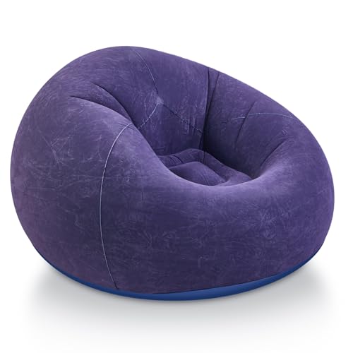 Realspring Inflatable Bean Bag Chairs for Adult Blow up Chairs Lazy Sofa Folding Portable Inflatable Chair for Movie Outdoor Room Bedroom Reading Camping(Purple) - color: Purple