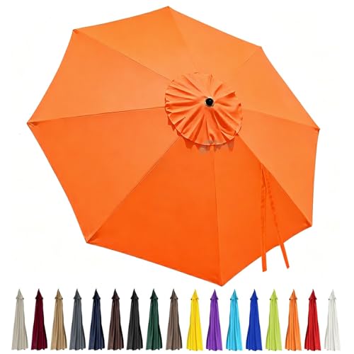 10ft Patio Umbrella Replacement Canopy 8 Ribs, Waterproof & Fade Resistant Market Umbrella Cover, Thickened Polyester Fabric for Backyard, Garden and Pool (Canopy Only) (Orange) - color: Orange