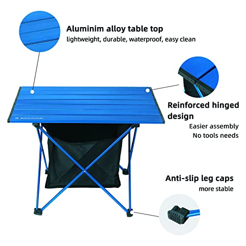 ROCK CLOUD Portable Camping Table Ultralight Aluminum Camp Table with Storage Bag Folding Beach Table for Camping Hiking Backpacking Outdoor Picnic - color: Blue, With Storage Bag, size: Medium