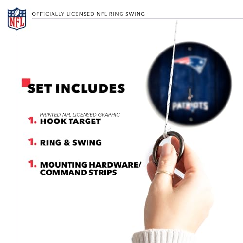 Solid Wood NFL Hook & Ring Toss Set with Direct Print HD Team Graphics – Easy Hang Hook and Ring Toss Target – Great Gift for Any Football Fan! Ring Toss Family Game for a Game Room