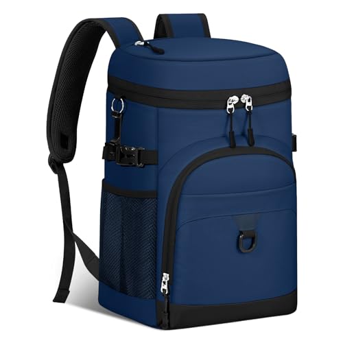 Cooler Backpack, 22L Waterproof Soft Backpack Coolers Leak Proof Beach Backpack Insulated Picnic Lunch Bag for Fishing Camping,Beach,Hiking,Travel - color: Navy Blue