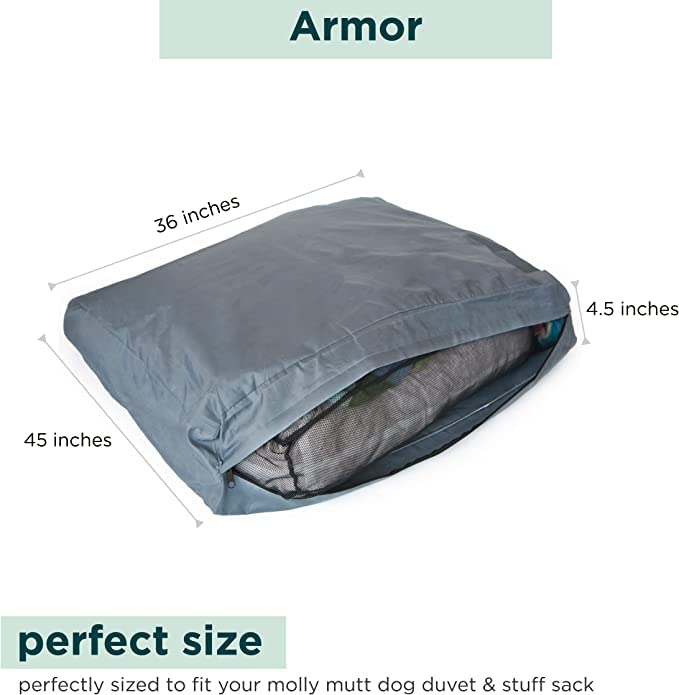 Molly Mutt Water-Resistant Dog Bed Liner, Polyester Bed Liner for Dogs, Easy to Clean, Gray, Medium/Large, 27”x36”x4.75” - size: Medium/Large, style: New Version