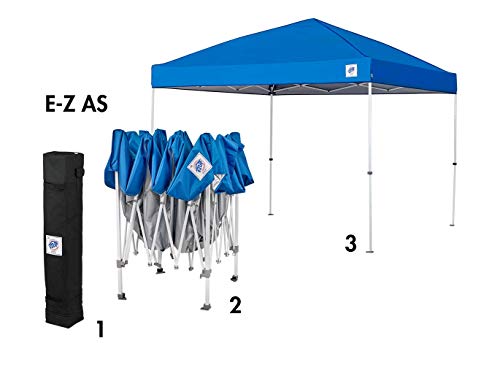 E-Z UP Envoy Outdoor Canopy Pop Up Tent, 10' x 10', Roller Bag, 4-Piece Spike Set, Recreational Grade, Royal Blue Top - style: Envoy
