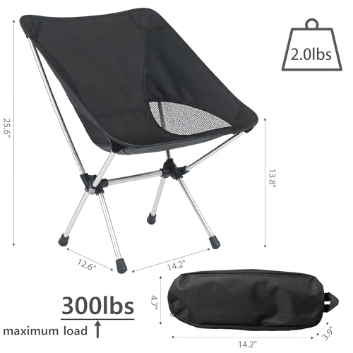 Wind Tour Portable Camping Chair Lightweight Foldable Outdoor Chair for Hiking Camp Backpacking Lawn Beach Fishing Picnic with Carry Bag (Silver - Ultra Light) - color: Silver - Ultra Light